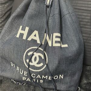 CHANEL Navy Drawstring Backpack